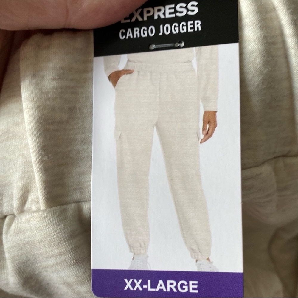 Express Cargo Joggers Sweatpants Comfy Cozy Soft Cream Loungewear